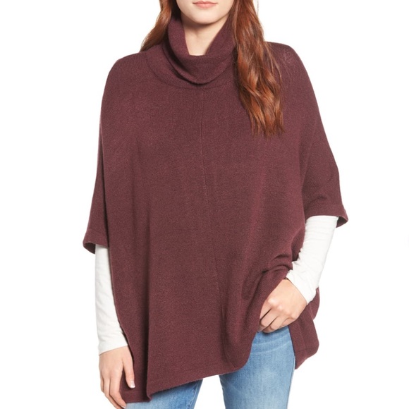 Caslon Sweaters - Caslon Nordstrom Cowl Neck Sweater Poncho Wine
